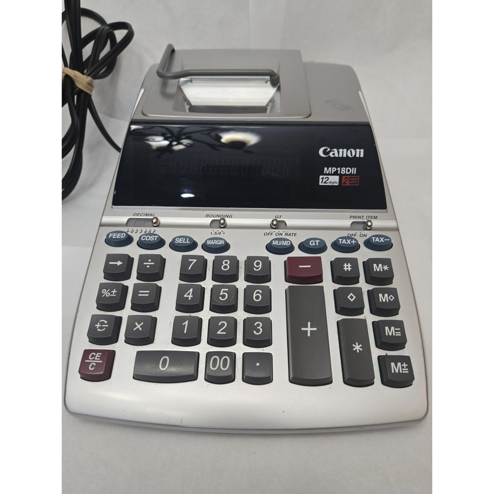Canon MP18DII Desktop Printing Calculator 12 Digit 2‎ Color Print Silver Office